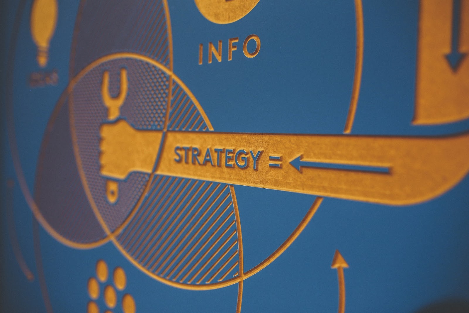 Electric blue font in a parallel triangle and circle design with the text "Y" - representing information and strategy for B2B lead generation using Instagram Stories.