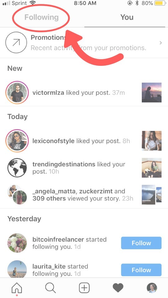 A screenshot of an Instagram feed showing a list of likes and notifications, including usernames and timestamps.
