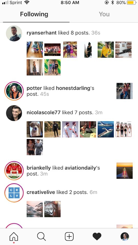 Instagram likes list with usernames and timestamps: Font, Screenshot, Advertising, Brand, Web page, People, and Text.